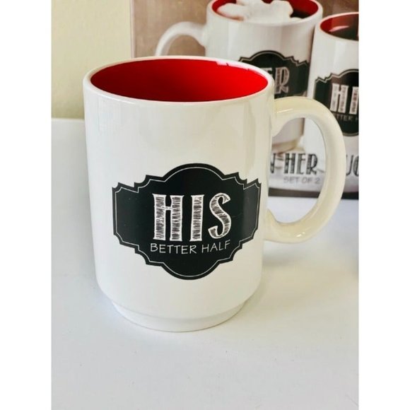 Coffee Mugs His and Her Better Half Mugs - Set of 2 - New in Box- Valentines Day - Picture 2 of 3